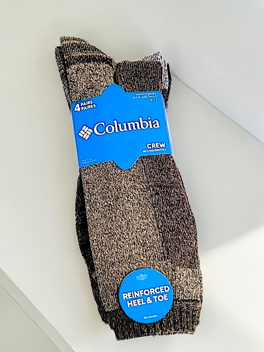 Columbia Men’s Crew Socks – Brown Heather (4-Pack)